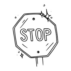 red stop sign outline graphic
