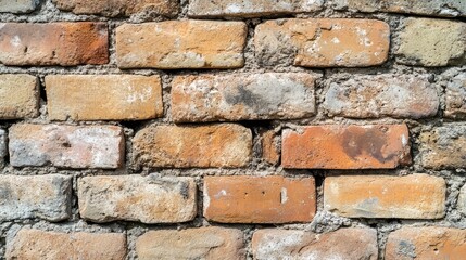 Obraz premium Rustic barn-style brick wall with warm earthy tones and deep crevices, evoking a countryside feel.