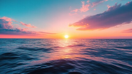 Fototapeta premium Tranquil Sunset Over the Ocean Waters with Vibrant Colors