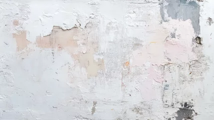 Keuken achterwand Verweerde muur Whitewashed wooden wall with slightly uneven brushstrokes, soft pastel tones, and a vintage, shabby-chic appearance.  © pinporn manosri