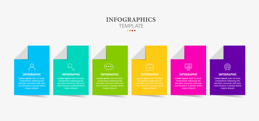 Vector infographic template with icons and 6 options or steps. Infographics for business concept. Can be used for presentations banner, workflow layout, process diagram, flow chart, info graph.