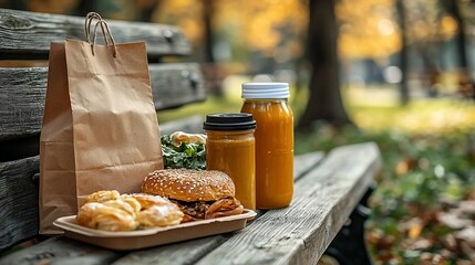 Autumn park picnic lunch