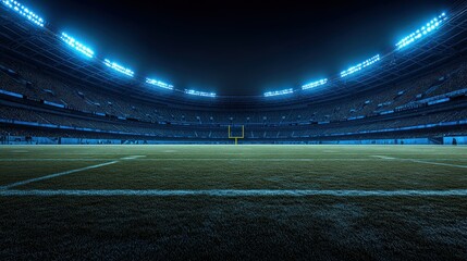 Empty American Football Stadium at Night
