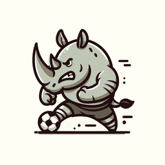 Strong Rhino Mascot Logo Vector Illustration for Strength and Sports Themes