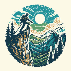 Stunning Mountain Adventure Landscape Vector Illustration for Travel and Nature Branding