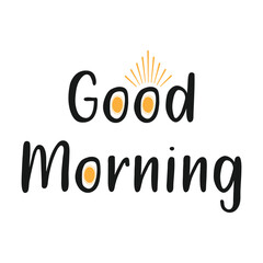 Good morning lettering text. Vector line calligraphy.