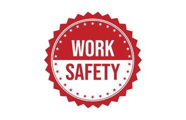 Obraz premium Work safety red ribbon label banner.