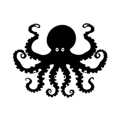 Obraz premium Stylized Octopus Illustration Black and White Ink Design