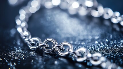 Shiny Luxury Silver Bracelet Closeup: A Beautiful and Elegant Jewelry Accessory for Fashion and Glamour