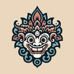 Stunning Traditional Bali Mask Vector Illustration for Cultural and Artistic Branding