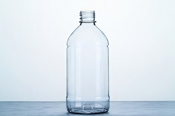 Clean and Clear: A Simple Empty Plastic Bottle on a Neutral Background