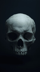 Fototapeta premium Realistic Floating Skull with Dramatic Lighting – Dark Aesthetic Art