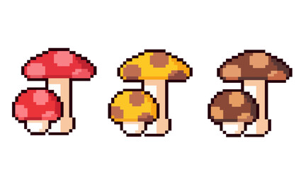 Mushroom pixel game vector retro