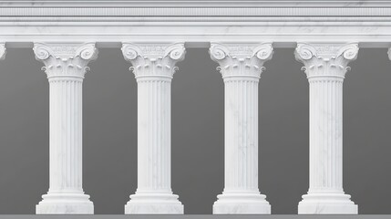 Obraz premium Ancient Marble Columns with Classical Greek or Roman Architectural Design, Vintage Facade Detail on Transparent Background