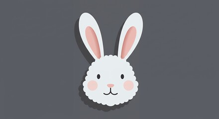 Fototapeta premium Cute white bunny rabbit head with pink cheeks and inner ears illustration