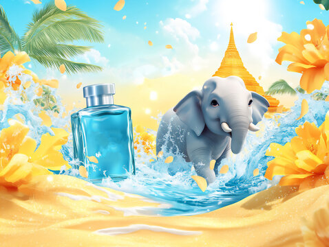 vector logo design for songkran festival with text profesional tmont gab v