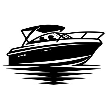 black boat on water clip art preview