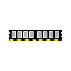 ram memory icon. This black, gold, gray and white vector illustration set is very nice in original color. on white background.