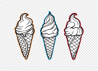 Vintage Ice Cream Illustration on transparent background
