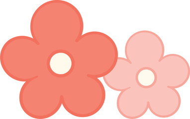 Two pink flowers with yellow stamens on transparent background