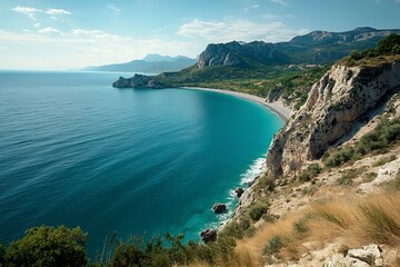 Obraz premium Dreamy sea scenes change with ebbing tides rippling waves and constant coastal allure 