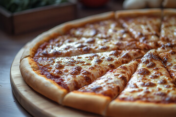 Fresh baked pizza from oven with melting cheese and crispy dough, Four cheese pizza in oven, Plain cheese pizza.