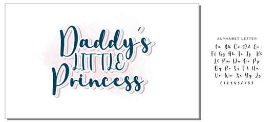 Daddy's Little princess quote. Baby shower hand drawn modern calligraphy vector lettering, grotesque style text logo phrase. Crawn, heart decor element. Card, print, invintation, poster element.