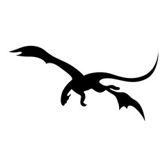 Silhouette of Black Dragon. Flat Vector Illustration.