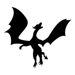 Fototapeta premium Silhouette of Black Dragon. Flat Vector Illustration.