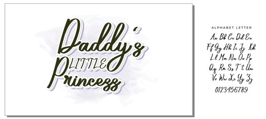 Daddy's Little princess quote. Baby shower hand drawn modern calligraphy vector lettering, grotesque style text logo phrase. Crawn, heart decor element. Card, print, invintation, poster element.
