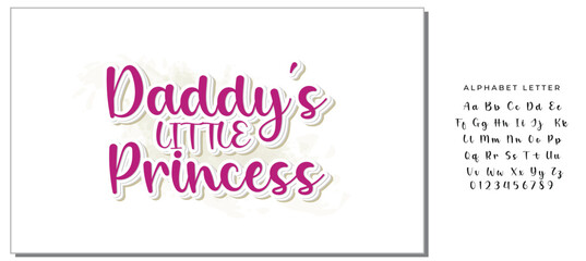 Daddy's Little princess quote. Baby shower hand drawn modern calligraphy vector lettering, grotesque style text logo phrase. Crawn, heart decor element. Card, print, invintation, poster element.