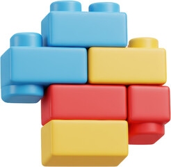 Colorful Plastic Building Blocks Arranged in a Creative Pattern for Construction and Play