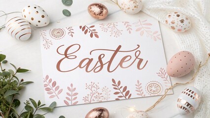 Easter Eggs and Floral Decorations with Heartfelt Easter Message. Happy easter greeting  poster design.
