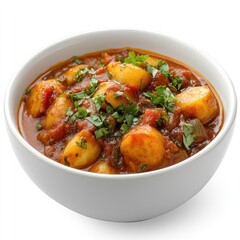 A hot, spicy chicken meal featuring curry, stew, and soup with vegetables like carrot and tomato