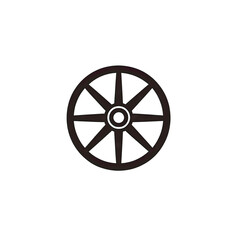Obraz premium Simple Eight-Spoked Wooden Wheel Icon