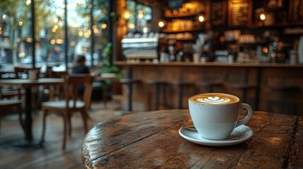 Fototapeta premium Latte art in a cozy cafe.