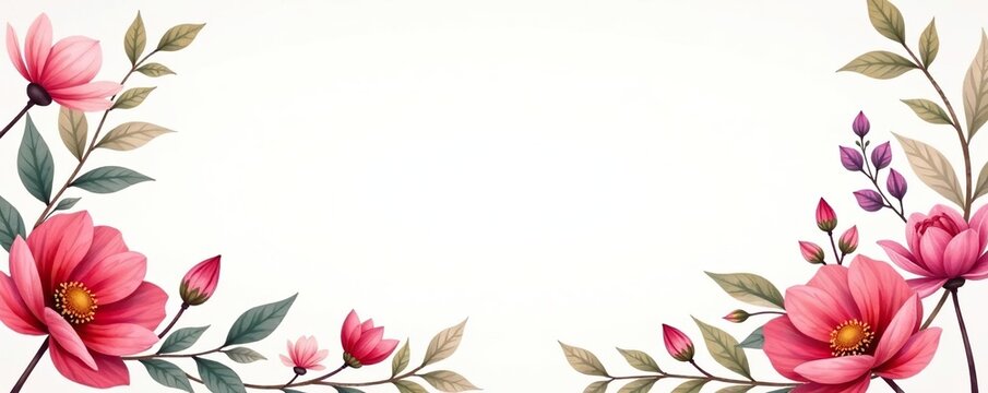 Elegant and colorful flower card design template with watercolor floral elements and blank space for customization,  colorful,  background