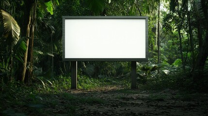 Fototapeta premium Empty outdoor advertising billboard banner on green grass with space for your commercial message
