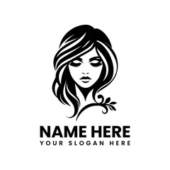 Monochrome woman face with floral accents. Artistic beauty illustration