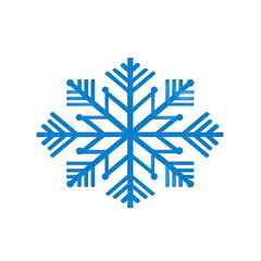 Abstract Blue Snowflake Icon Winter Holiday Symbol
