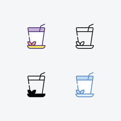 Lassi  icons set Line and Glyph black vector icon