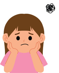 little girl annoying while chin on hand illustration