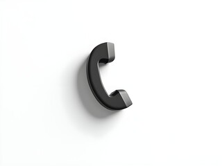 Black phone symbol with shadow on white background