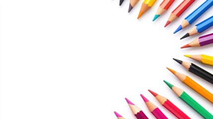 Fototapeta premium Colorful Pencils Arranged in a Creative Design on White Background