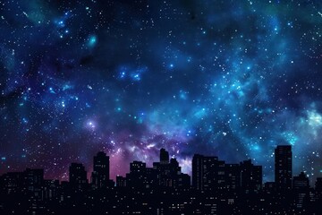 City silhouette on Galaxy city architecture cityscape.