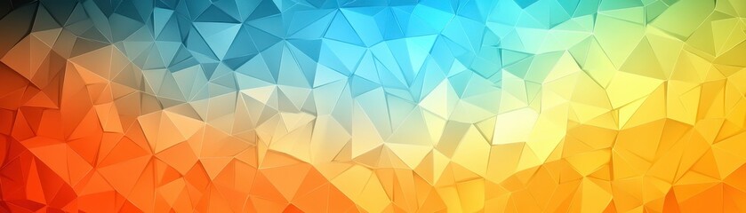 Fototapeta premium A vibrant close-up of a dynamic background filled with an array of colorful triangles in various sizes and shades, creating an eye-catching geometric pattern that energizes the scene.