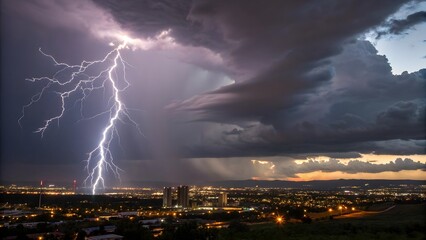 lightning over the city