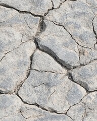 Obraz premium A close-up view of a deep crack in the dry, parched ground, showcasing intricate textures and patterns, with a small, vibrant bird perched on the edge, adding a splash of life.