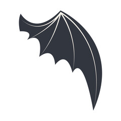 Dark Bat Wing Silhouette Isolated on White Background. Vector Illustration.
