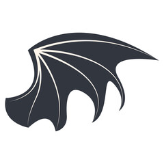 Dark Bat Wing Silhouette Isolated on White Background. Vector Illustration.